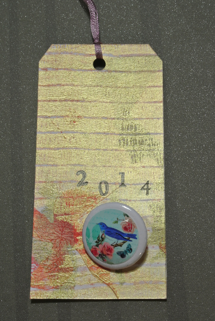 New year 2014-gelli plate tag #1
