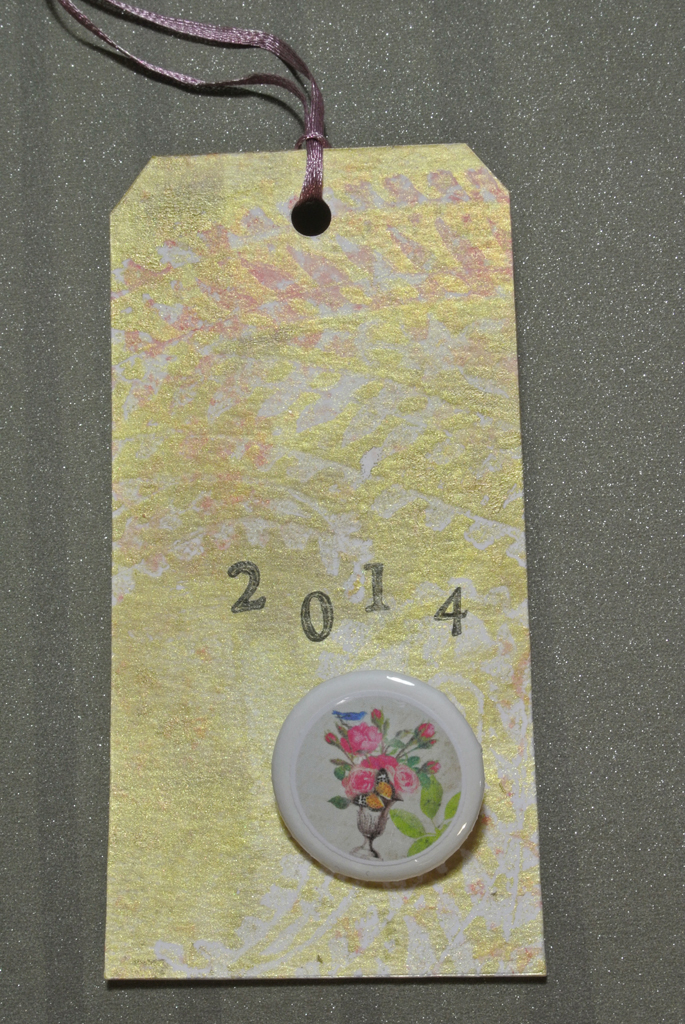 New year 2014-gelli plate tag #2
