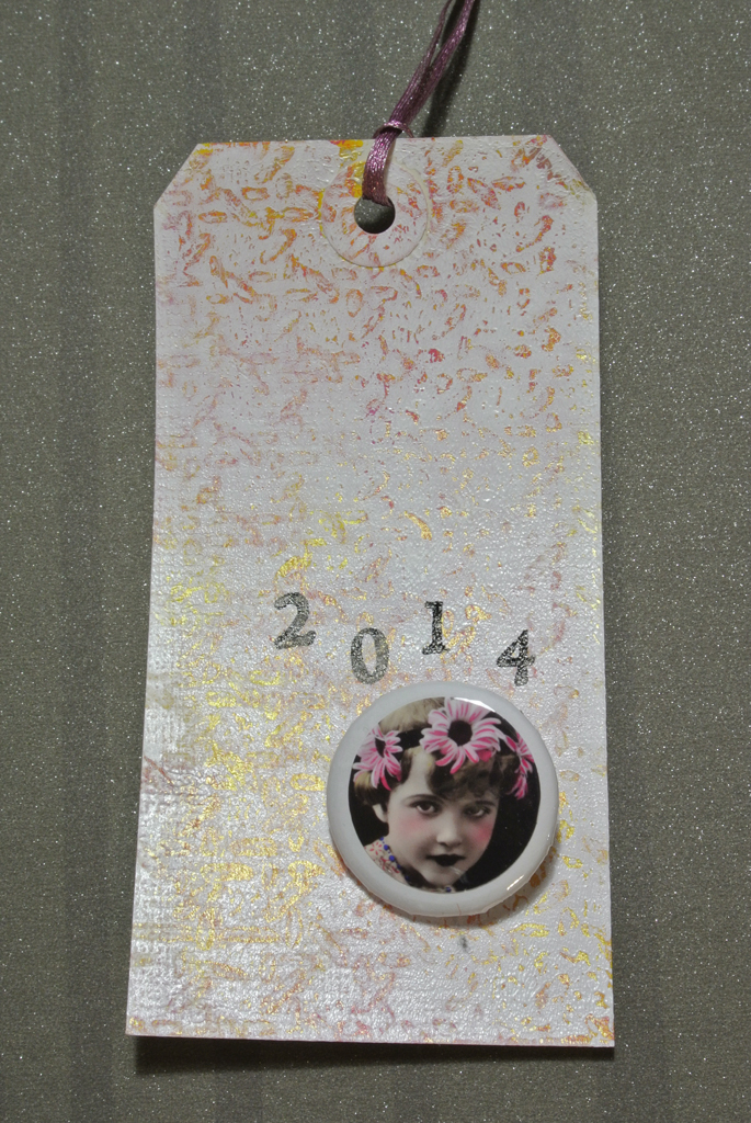 New year 2014-gelli plate tag #3