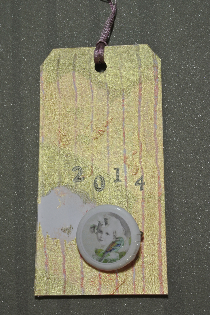 New year 2014-gelli plate tag #4