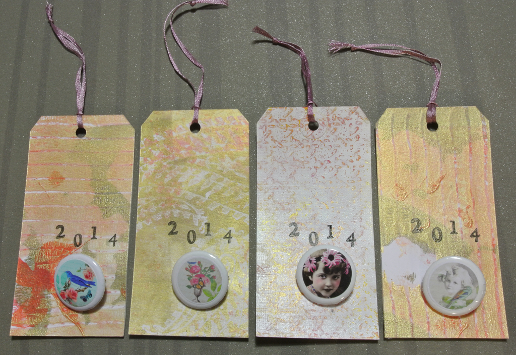 New year 2014-gelli plate tags