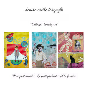 3 cartes doubles assorties avec enveloppes - Collages bucoliques