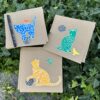 3 cartes double assorties, "chats" en linogravure - Image 2
